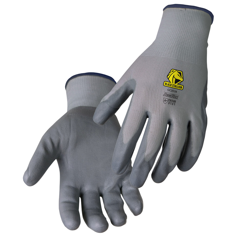 Black Stallion NITRILE FOAM COATED PALM NYLON KNIT GLOVES, COLOR GY, Size X-Large | Gray