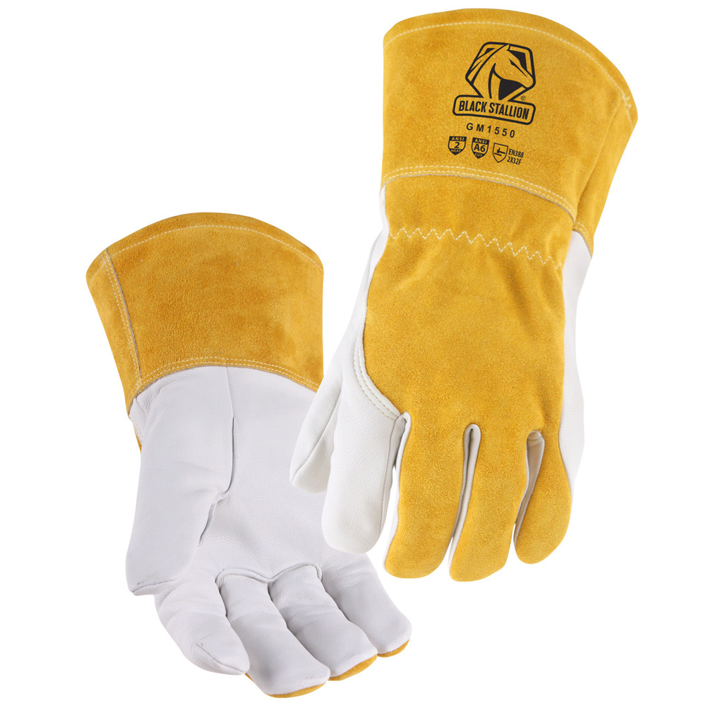 Black Stallion Grain GOAT SK in A6 CUT RESISTANT MIG WELDING GLOVES, COLOR WT, Size Small, COLOR WT, Size Small | Yellow