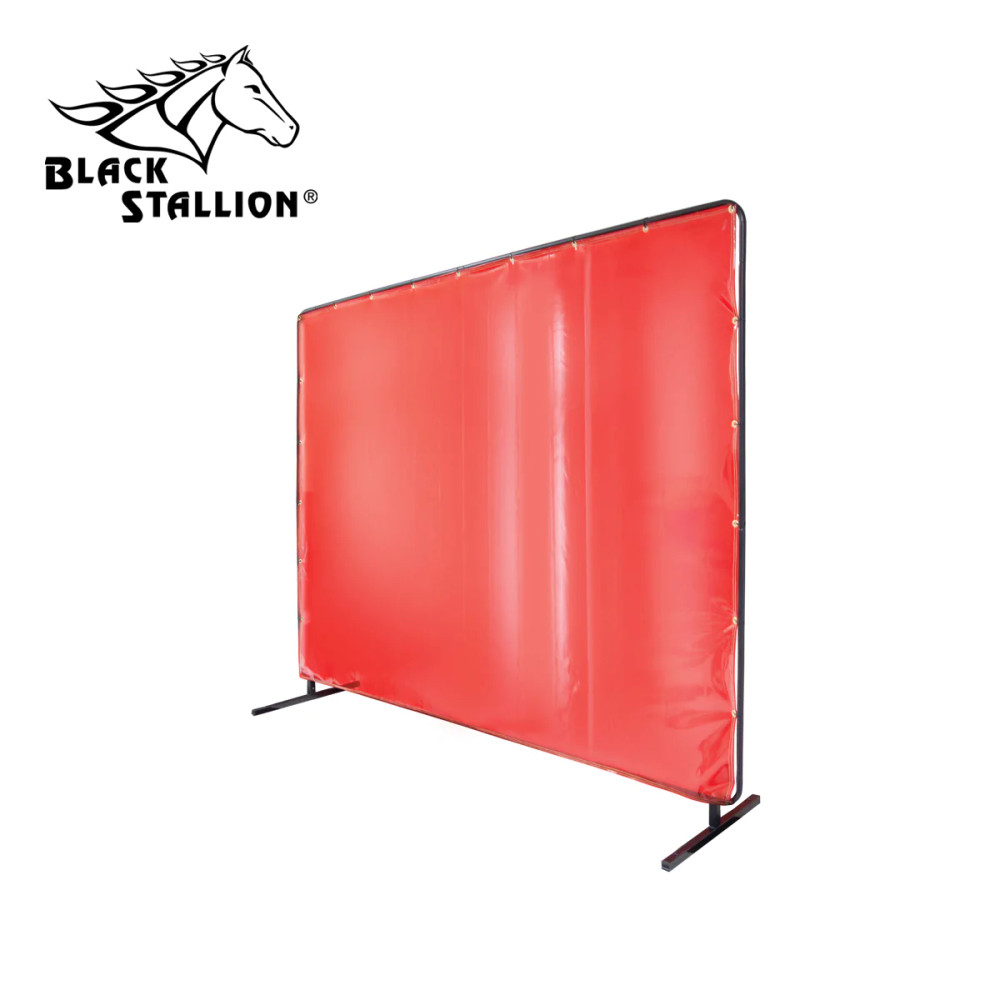 Black Stallion 14 mil 6' X 6' Orange SAF-VU 1 PANEL WELDING SCREEN & FRAME SET, Size 5186