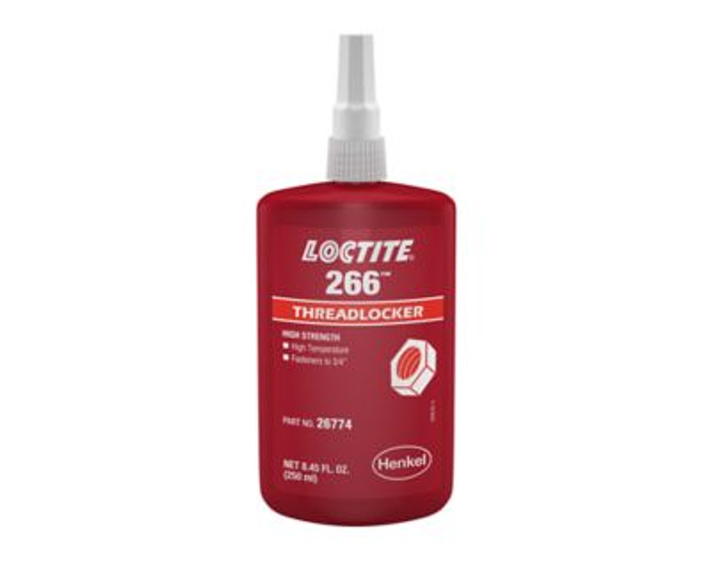 272 Threadlocker, High Temp/High Strength, 250 m L, Up to 1-1/2 in Thread, Loctite | Red