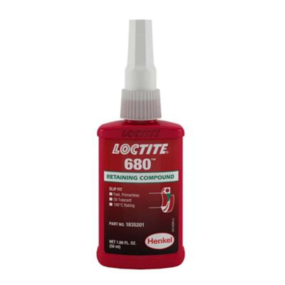 640 Retaining Compound, Med Strength/High Temp, 50 m L Bottle, 3000 psi Loctite | Green