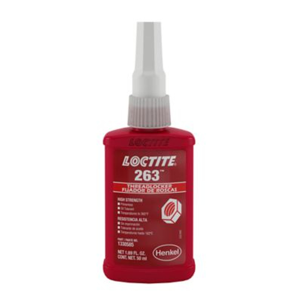 2760 Threadlocker, Primerless High Strength, 50 m L, Up to 3/4 in Thread, Loctite | Red