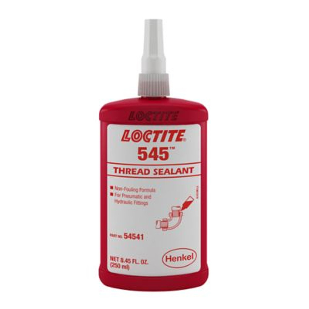 545 Thread Sealant, Hydraulic/Pneumatic Fitting, 10 m L Bottle, Loctite | Purple