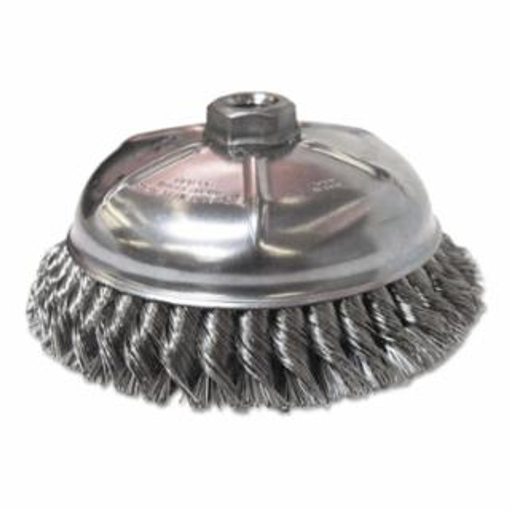 Heavy-Duty Knot-Style Cup Brushes, 6 in Dia., 0.023 in Stainless Steel Wire