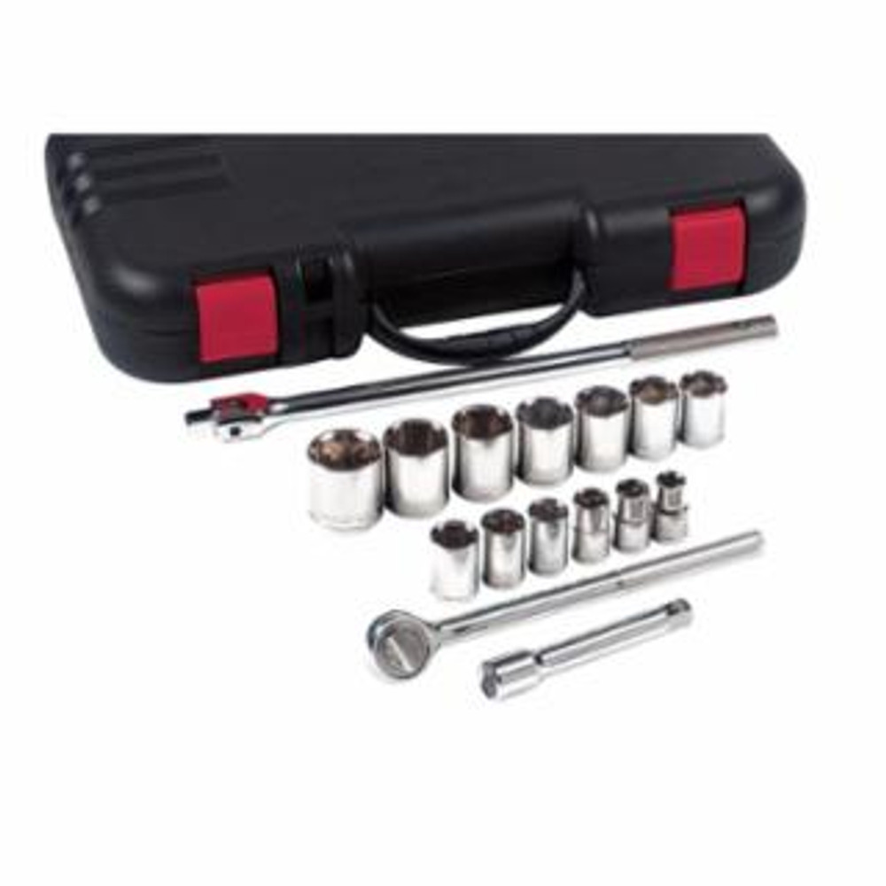 17 Pc Standard Socket Set, 1/2 in, 12 Point