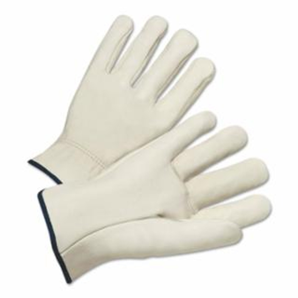 Quality Grain Cowhide Leather Driver Gloves, Small, Unlined, Natural, Shirred Elastic Back