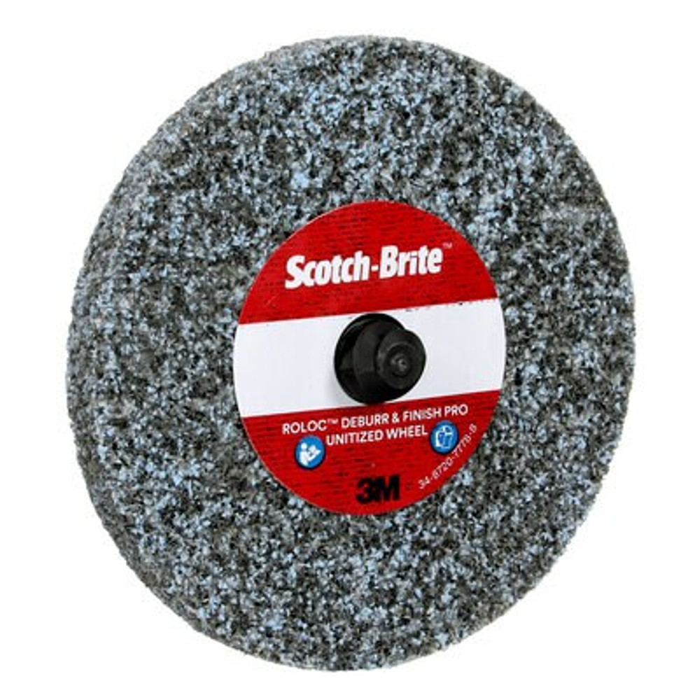 Scotch-Brite Roloc Deburr & Finish Pro Unitized Wheel, DP-UR, 9C Extra Coarse+, TR, 3 in x 1/4 in x NH, 10/inner, 40 each/case Industrial 3M Products