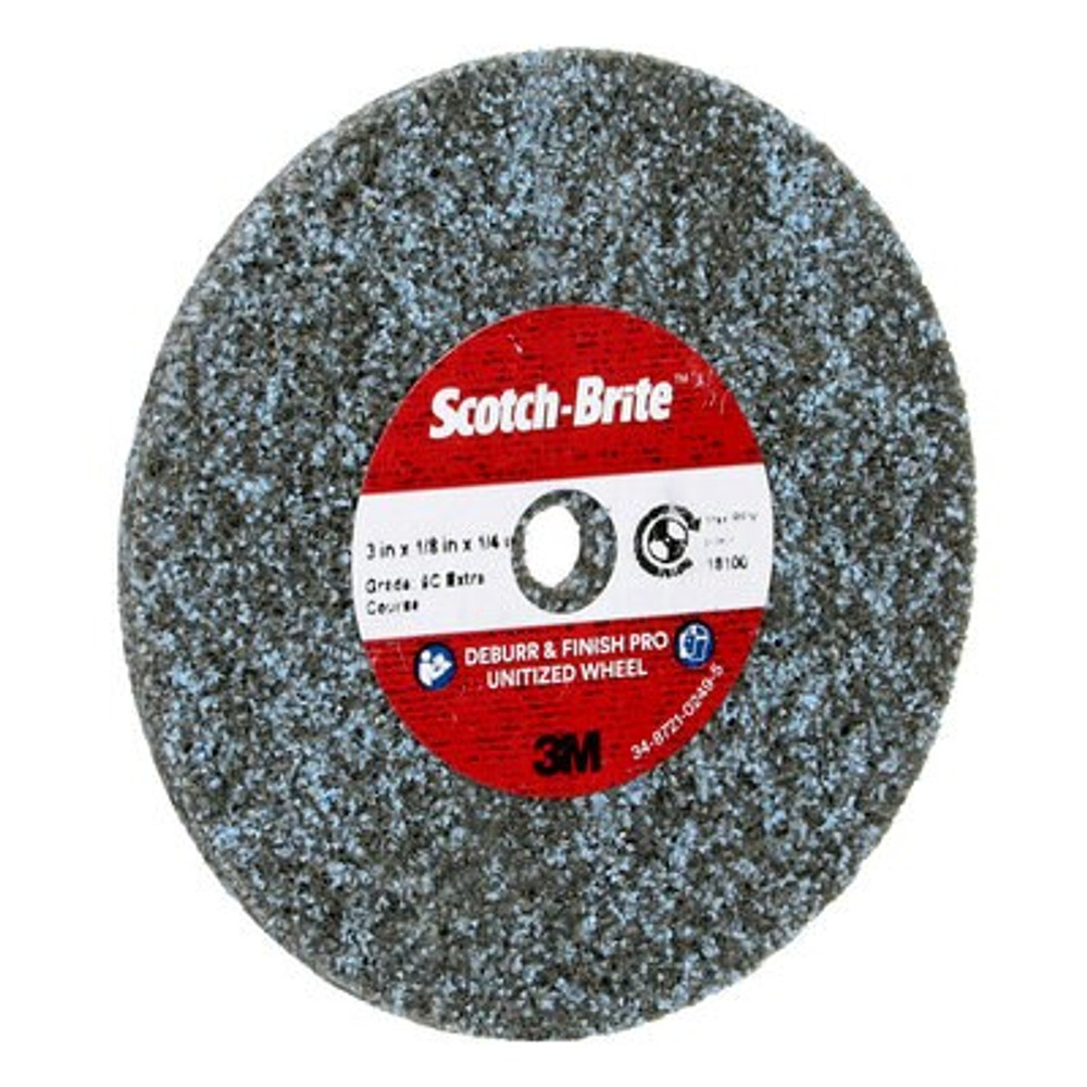 Scotch-Brite Deburr & Finish Pro Unitized Wheel, DP-UW, 9C Extra
Coarse+, 3 in x 1/8 in x 1/4 in, 40 ea/Case