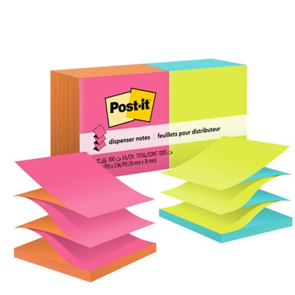 Post-it® Dispenser Pop-up Notes, 3 in x 3 in, Poptimistic Collection, 12 Pads/Pack