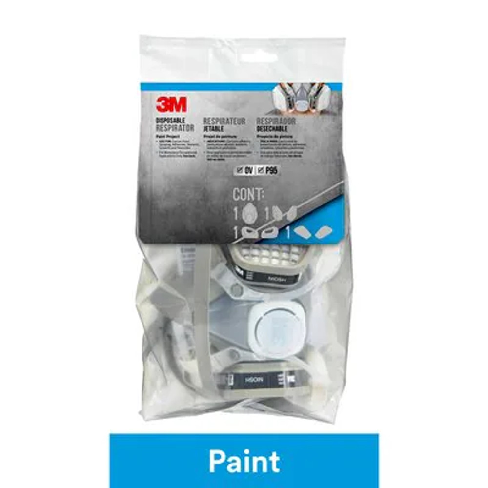 3M Disposable Paint Project Respirator OV/P95 53P71P1-C, Large, 1 each/pack, 6 packs/case Industrial 3M Products & Supplies | Black