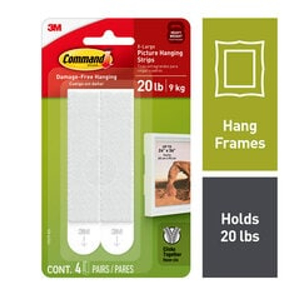 Command 20 lb White Picture Hanging Strips 17217-ES, 4 Pairs