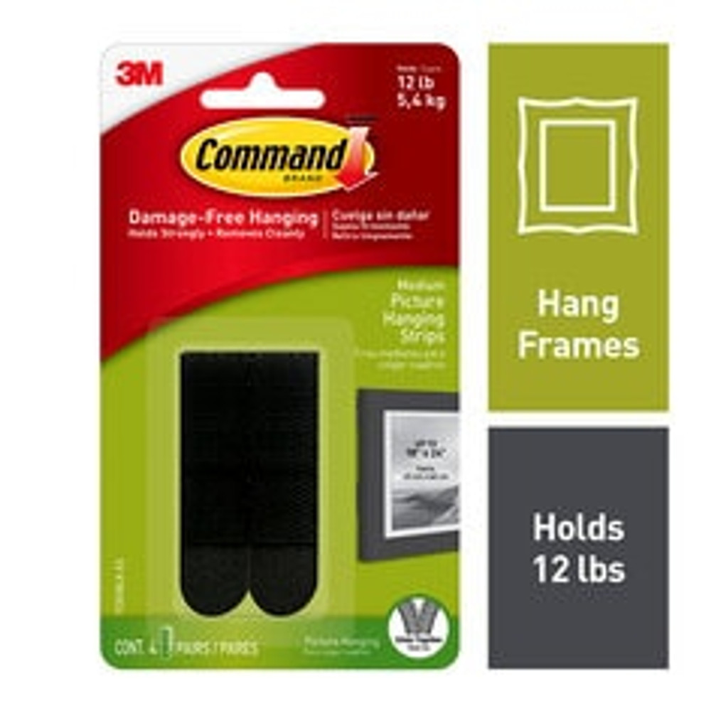 Command 10 Lb Black Picture Hanging Strips 17201BLK-ES, 4 Pairs