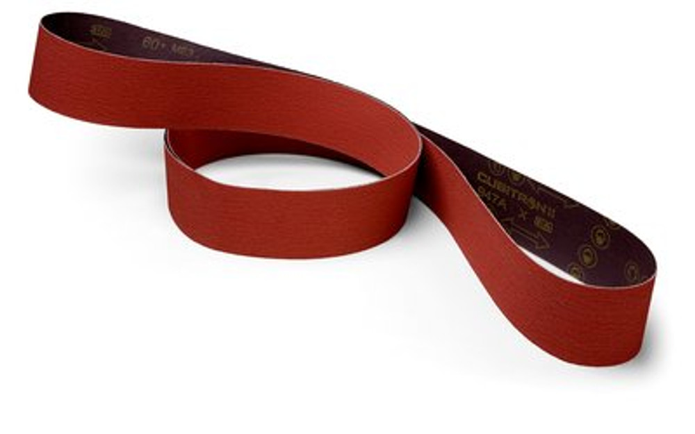 3M Cubitron ll Cloth Belt 947A, 80+ X-weight, 1/2 in x 18 in, Fabri-lok, Full-flex, Scallop A