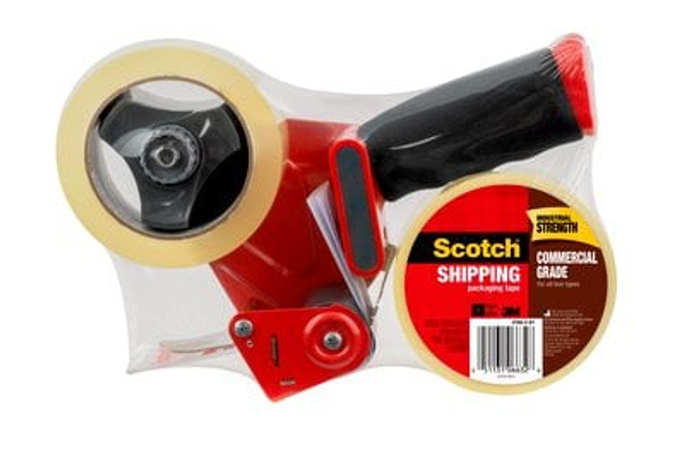 Scotch Commercial Grade Shipping Packaging Tape 3750-2-ST, 1.88 in x 54.6 yd (48 mm x 50 m) with Heavy Duty Dispenser