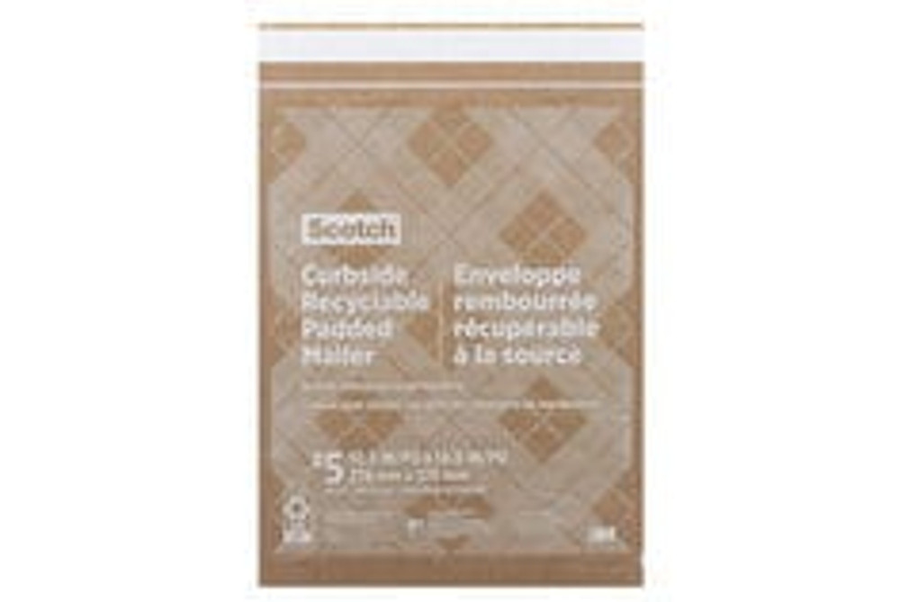 Scotch Curbside Recyclable Padded Mailer CR-5-1, 10.5 in x 14.75 in (266 mm x 374 mm), Size 5