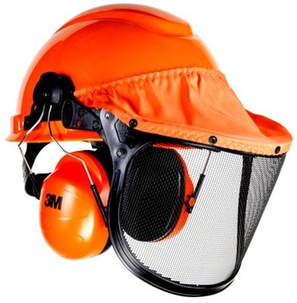 3M LumberJack Hard Hat System H-706SFRFK-UV, Pressure Diffusion Suspension, Uvicator, Mesh Visor, Rainshield, Ear Muffs, 1/Case