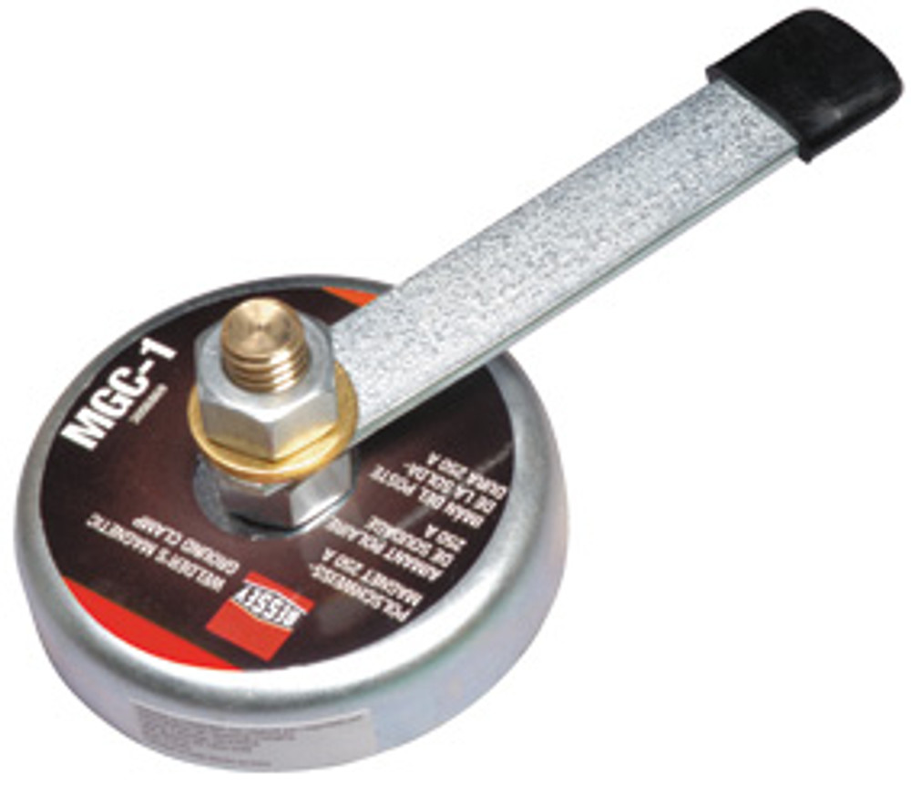 Spring loaded electrode secures ground to work surface. Rotating stud assembly allows ground wire to rotate 360 degrees. BESSEY. Simply better.