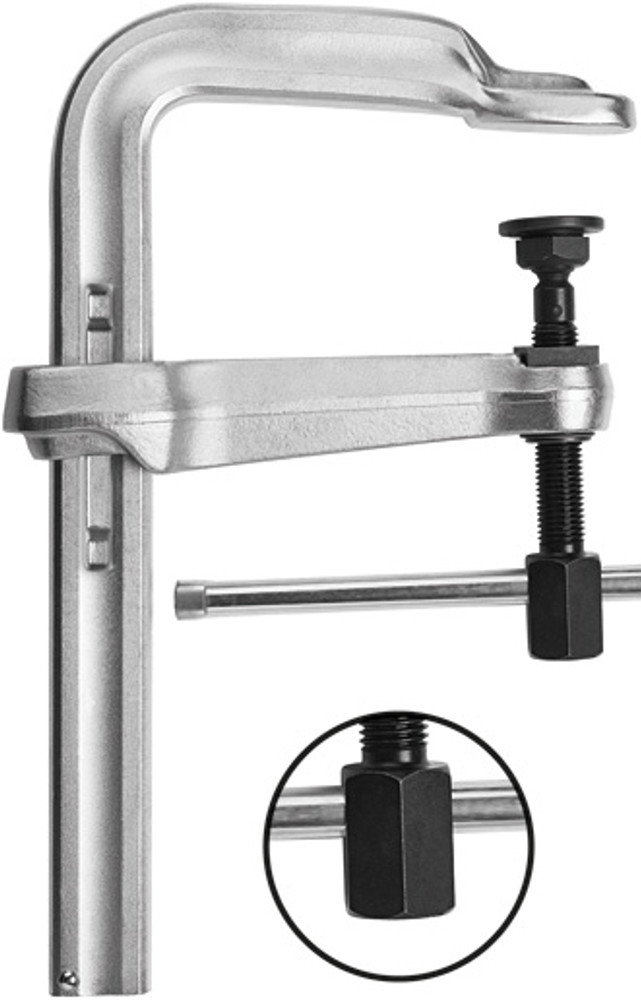 The 7200 series extra heavy duty clamps are exclusive /unique to BESSEY. No other clamp manufacturer in the world makes a sliding arm clamp like these. The BESSEY 7200 series are the biggest, heftiest sliding arm clamps ever made.  The 7200 series are designed so that a person can create up to 7,770 lbs of clamping force by hand.  To make repetitive tasks easier with these heavy clamps BESSEY has integrated a wedge that can be used to lock the sliding arm in one spot along the clamp rail. Like the others in our high performance line, the 7200 series features the new improved MorPad for smoother, more efficient clamping. These clamps are made in Germany, in BESSEY's own factory from steel that comes from Bessey's own steel mill. BESSEY is the only clamp manufacturer with quality control from raw material to finished product. BESSEY created the first sliding arm clamp and to this day remains the category leader in both quality and design. BESSEY. Simply better.