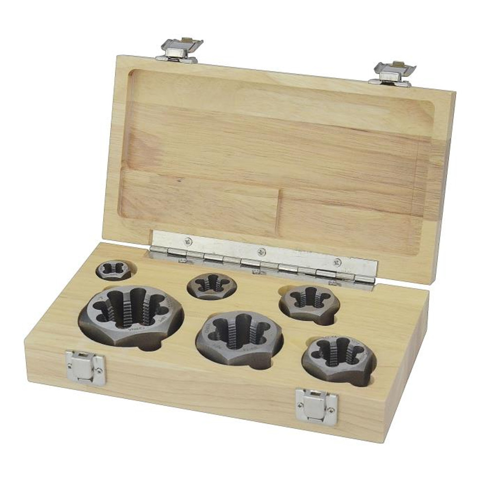 6 Piece Carbon Npt Pipe Die Set In Wood Case (1/4" - 1-1/4")