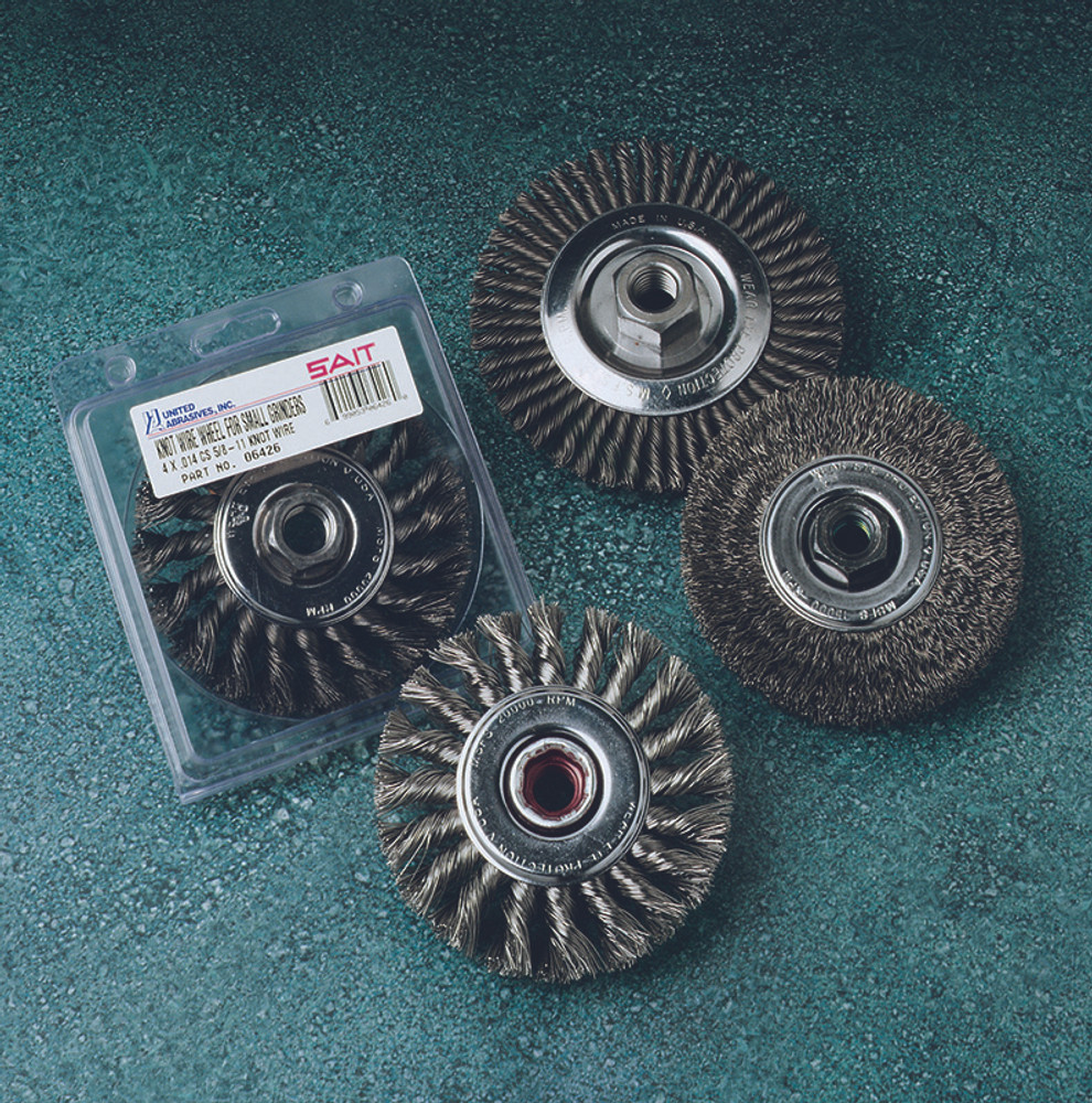 Regular Twist Knot Wire Wheels,Carbon Steel Threaded Regular Twist Knot Wheels,  Blue Line Premium Packaging 6428