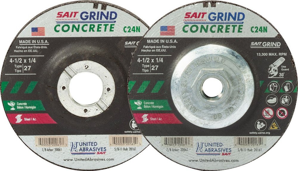 1/4" Grinding Wheels-Type 27,C24N Concrete,  5/8"-11 Super-Lock Hub 20097