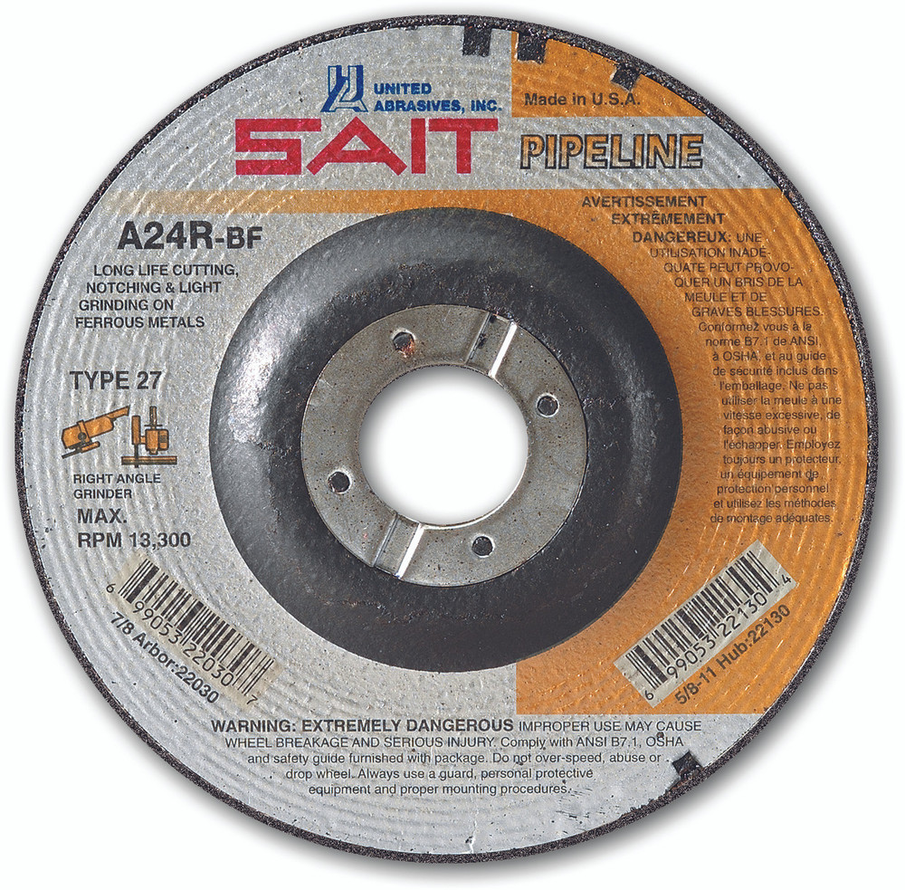 1/8" Pipeline Wheels,A24R Pipeline General Purpose,  7/8 Arbor - No Hub 22055