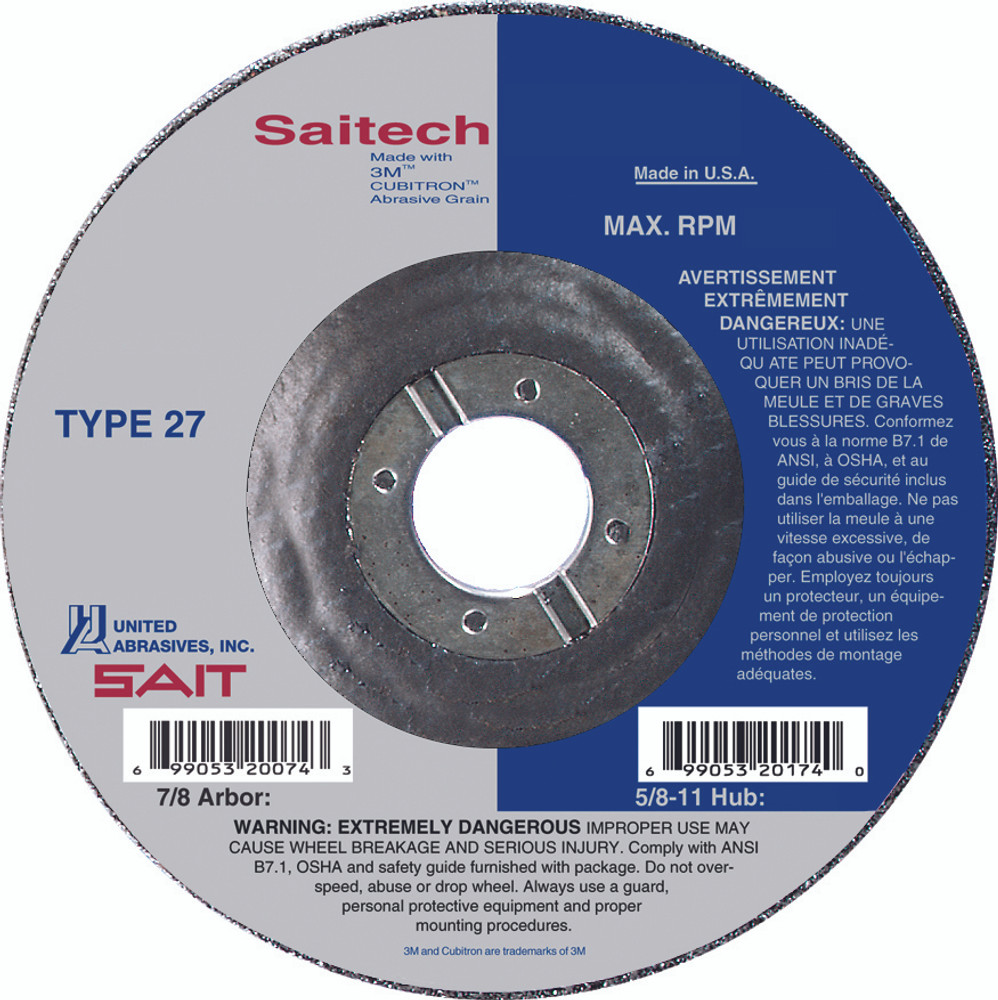 3/32" & 1/8" Cutting Wheels,Saitech Ultimate Performance Premium Performance,  7/8 Arbor - No Hub 22064