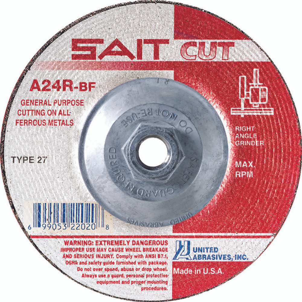 3/32" & 1/8" Cutting Wheels,A24R General Purpose,  5/8"-11 Super-Lock Hub 22067