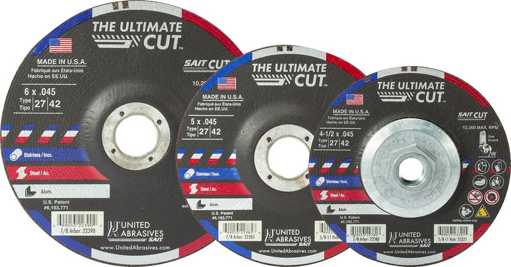 .045" Cutting Wheels Type 27/Type 42,The Ultimate Cut Premium Performance,  7/8 Arbor - No Hub 22380