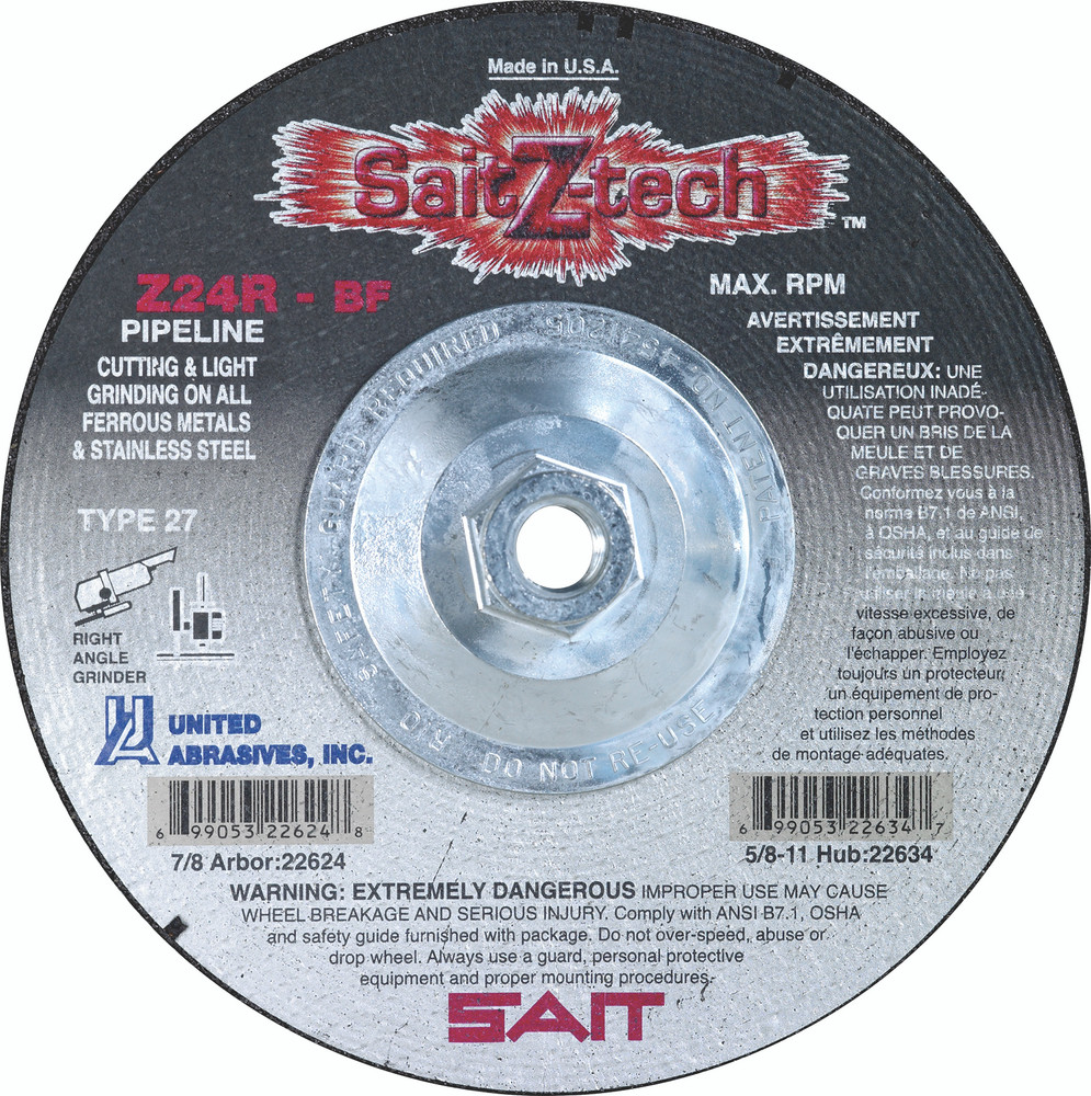 1/8" Pipeline Wheels,Sait Z-Tech Pipeline High Performance,  5/8"-11 Super-Lock Hub 22633