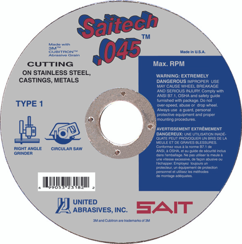 .045" Cutting Wheels Type 1/Type 41,Saitech High Performance,  Products 23182