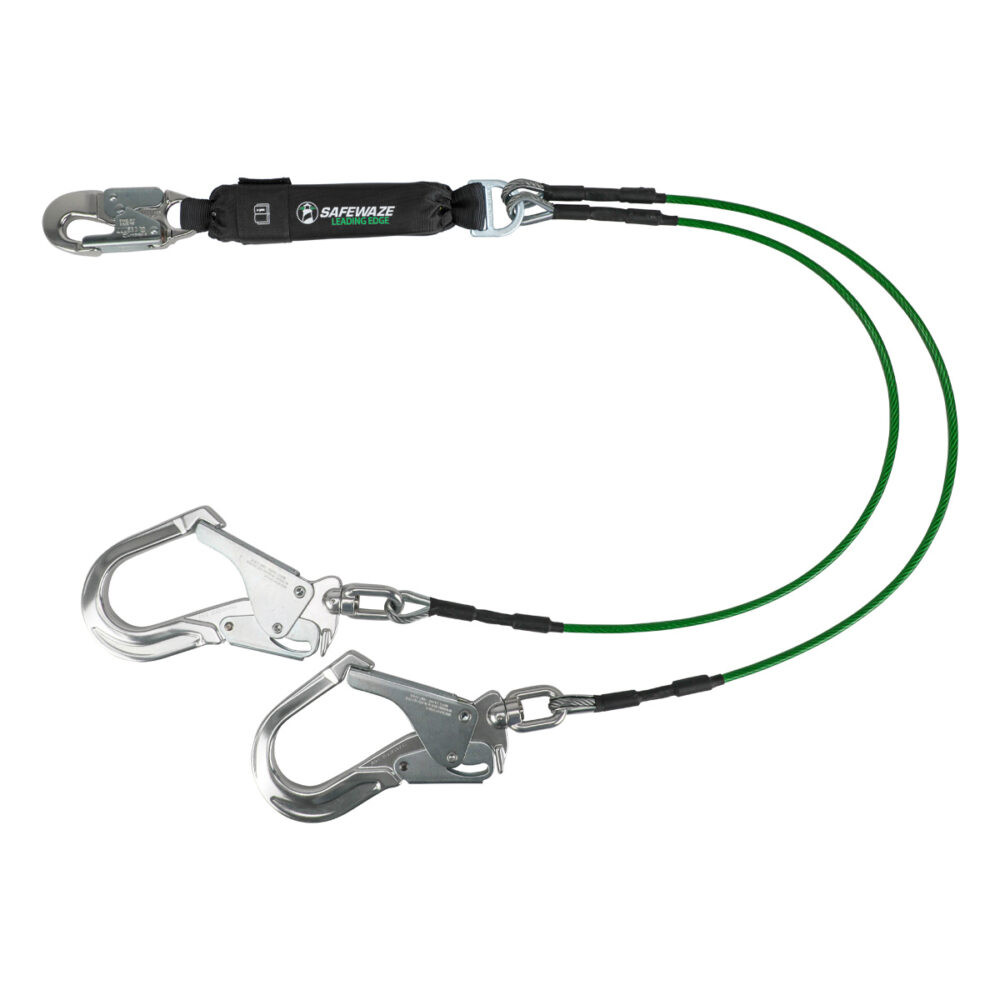 Leading Edge 6' Energy Absorbing Lanyard: Dual Leg, Alu Swivel Rebar Hooks