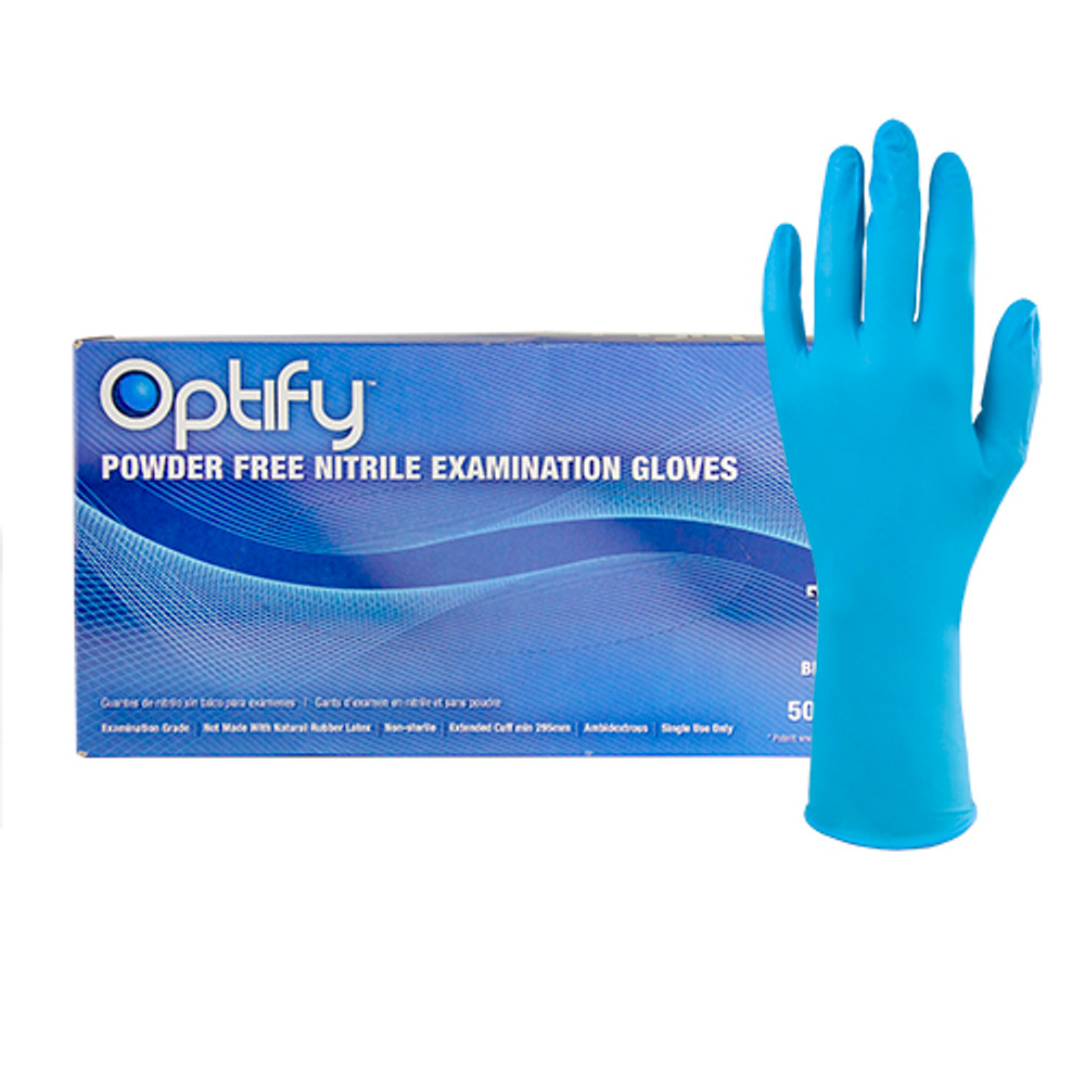 OPTIFY Nitrile Exam, Sensitive Skin, PF, 9 mil - Blue GL-NCF265BFXX