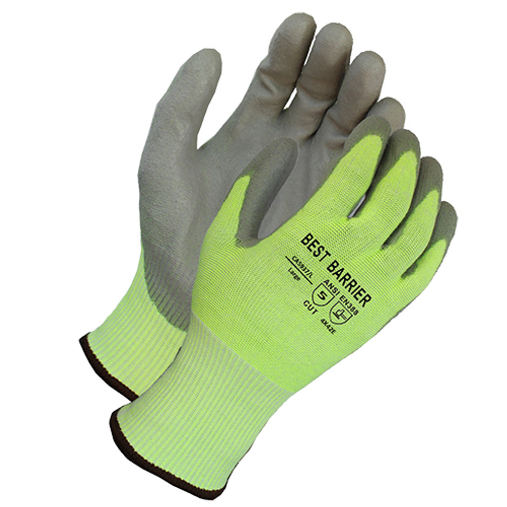 ProWorks Coated Cut Resistant Gloves, 13G, A5, HI-VIZ Yellow/Gray - HI-VIZ Yellow/Gray GCP13A5YX