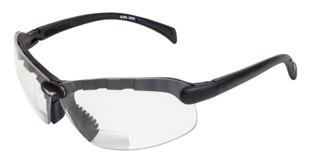 C-2 Bifocal Motorcycle Bifocal Safety Sunglasses - Matte Black Clear 2.5