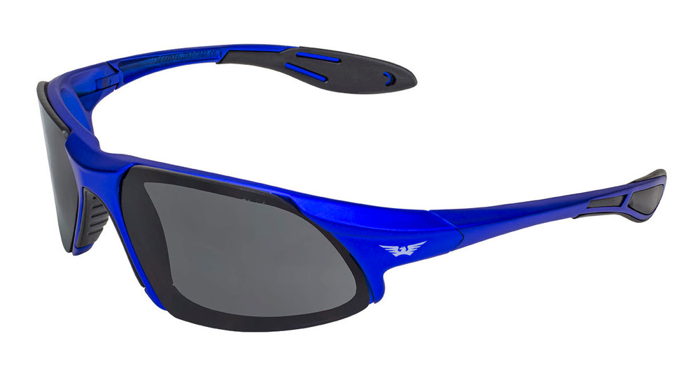 Code-8 Metallic Motorcycle Safety Sunglasses Blue
