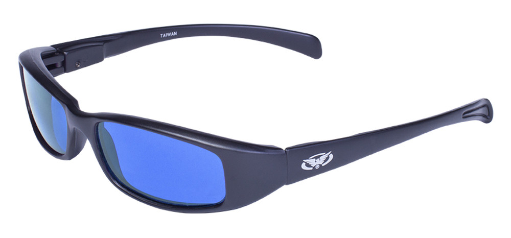 New Attitude C Motorcycle Sunglasses - Gloss Black - Blue