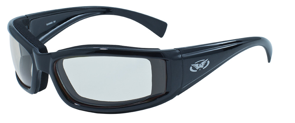 Stray Cat A/F Foam Padded Motorcycle Sunglasses Gloss Black Yellow Tint