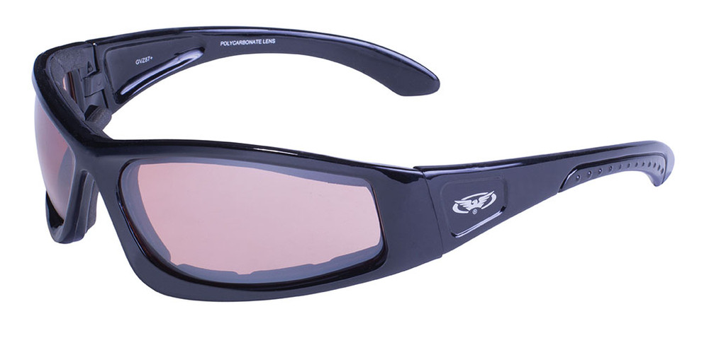 Triumphant Foam Padded Motorcycle Safety Sunglasses Matte Black Yellow Tint