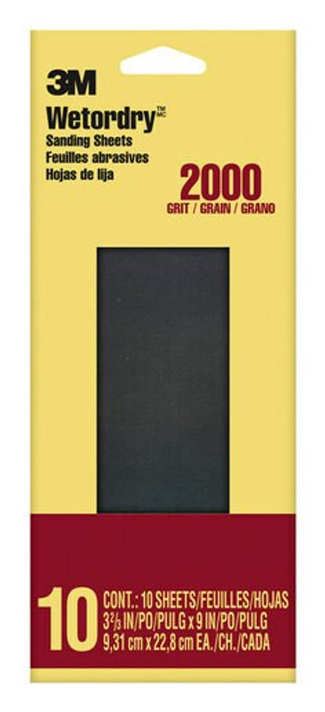 3M Imperial Wetordry Sandpaper 5925-18-CC, 3 2/3 in x 9 in, 2000
grit, 10 sheets/pk, 18 pks/case