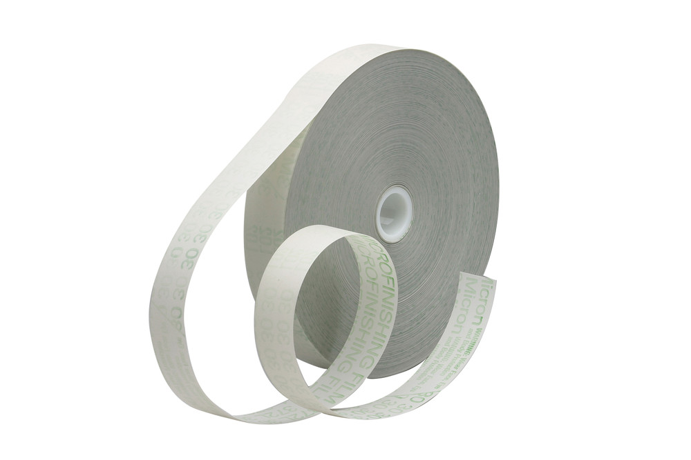 3M Microfinishing Film Roll 372L, 15 Mic 5MIL, 0.709 in x 600 ft x 3 in (18.01mmx183m), Plastic Core, ASO, End Roll Mark Black