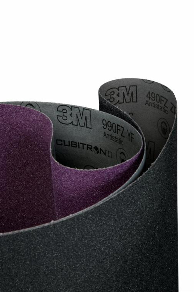 3M SiC Cloth Belt 490FZ, P100 YF-weight, 51 in x 142 in, Film-lok, Single-flex, Finish 2, 5 ea/Case