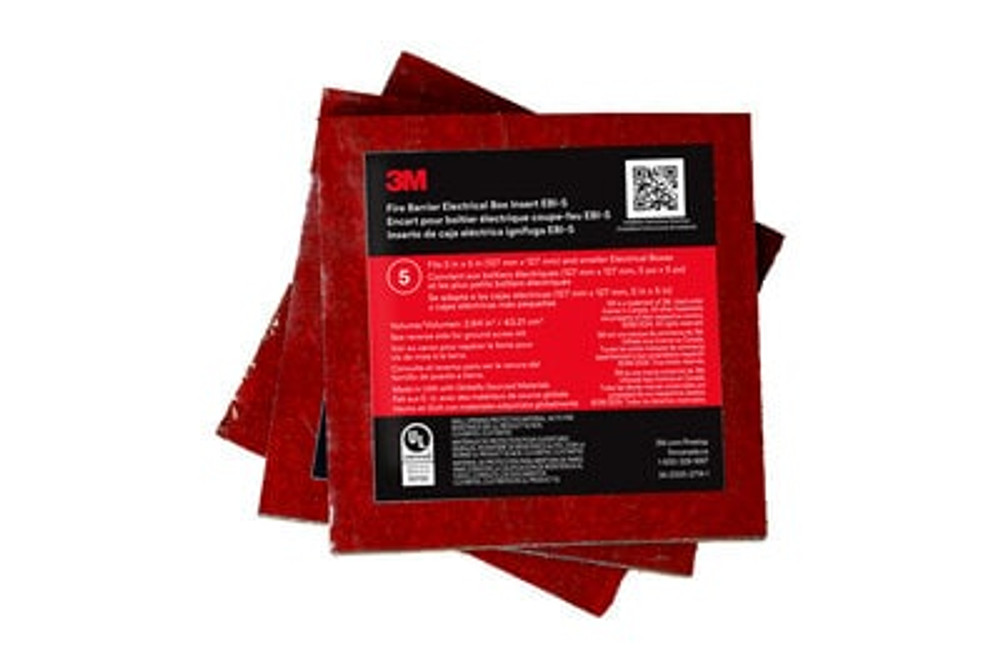 3M Fire Barrier Electrical Box Inserts EBI-5, 3.75 in x 3.75 in x 3/16 in, 40 Each/Case