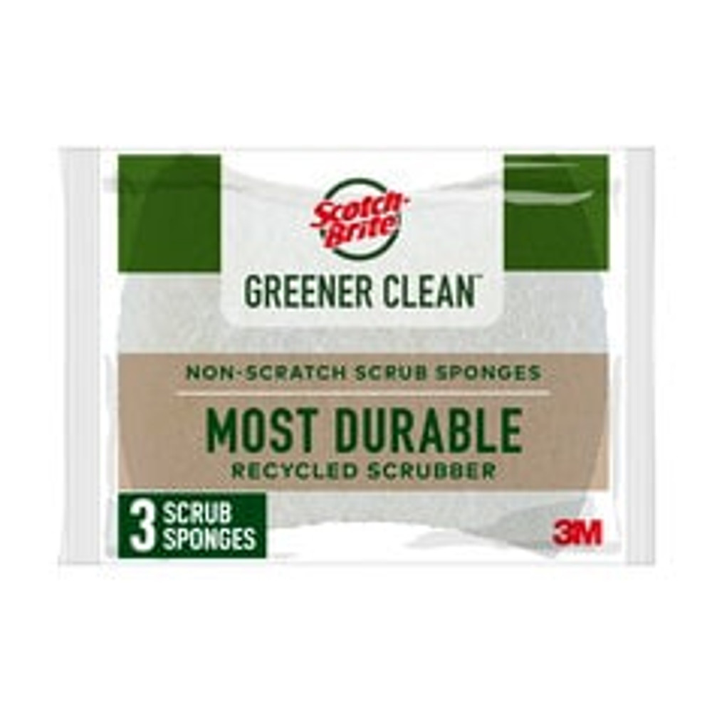 Scotch-Brite® Greener Clean Non-Scratch Scrub Sponge 97033-UG, 3.3 in x 2.6 in x 0.7 in (83 mm x 66 mm x 17 mm), 8/3