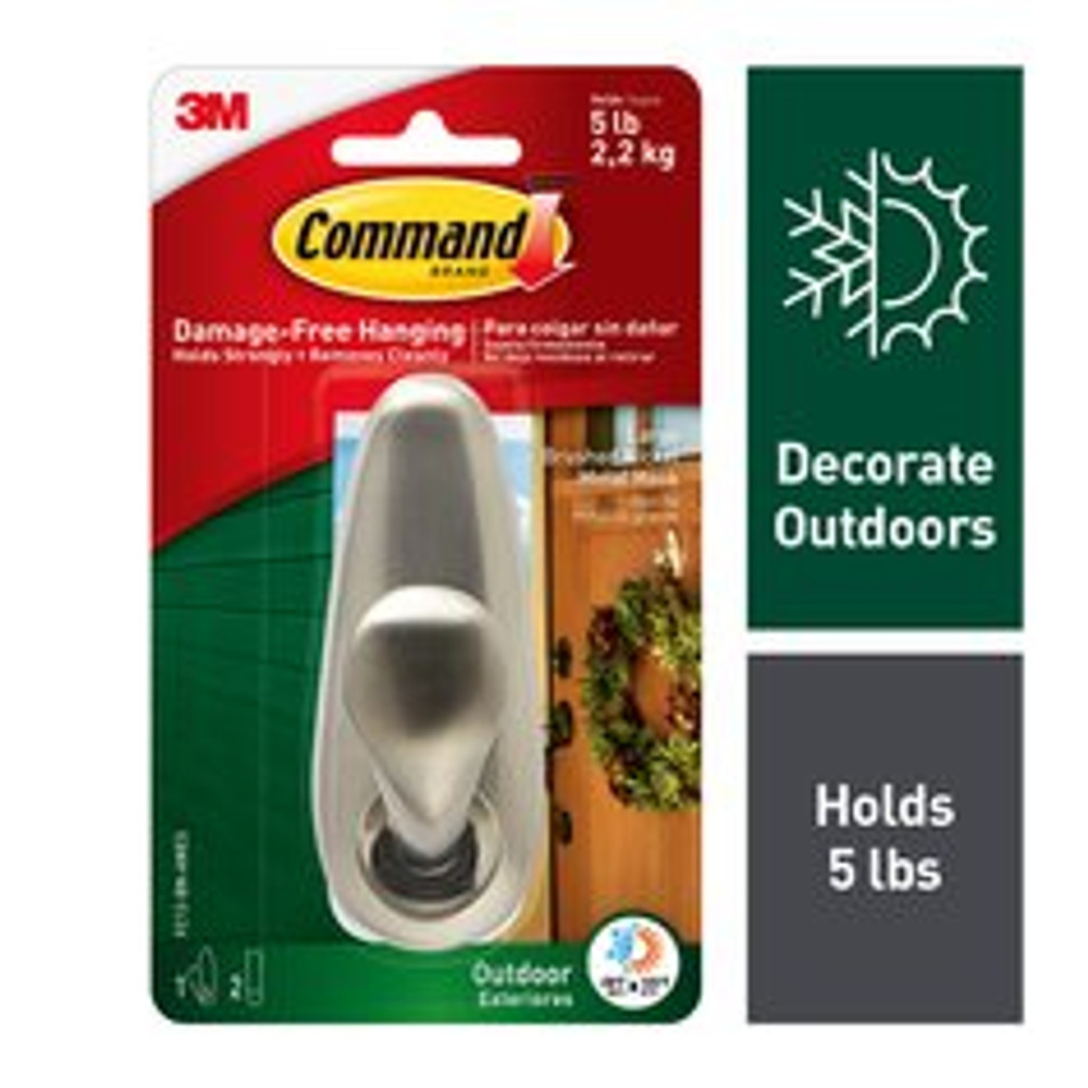 Command Outdoor Forever Classic Large Metal Hook with Foam Strips Bulk
for Display FC13-BN-AWESBU