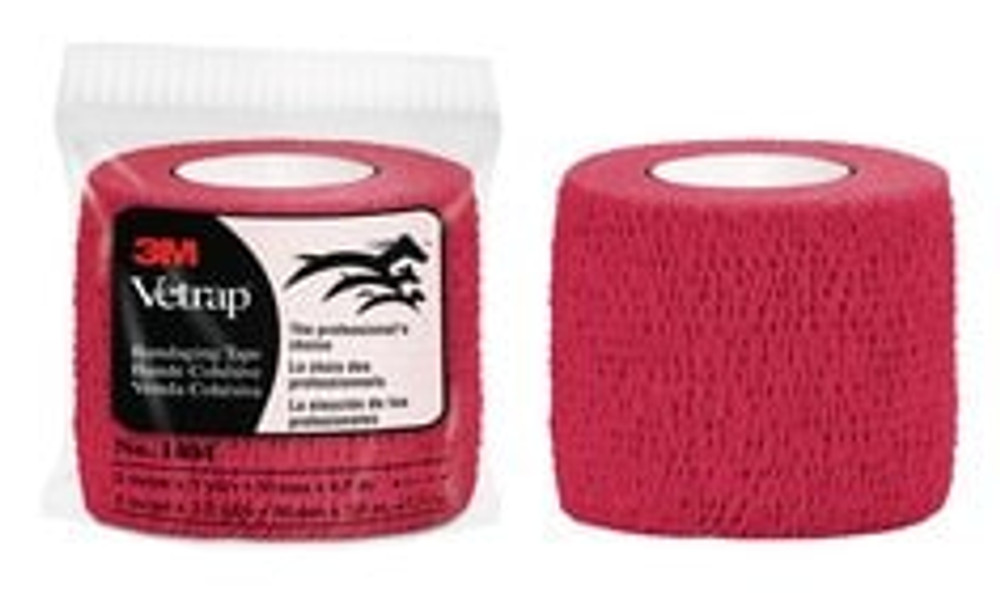 3M Vetrap Bandaging Tape 1404R-36, Red, 2 inch (5 cm), 36 Roll/Case