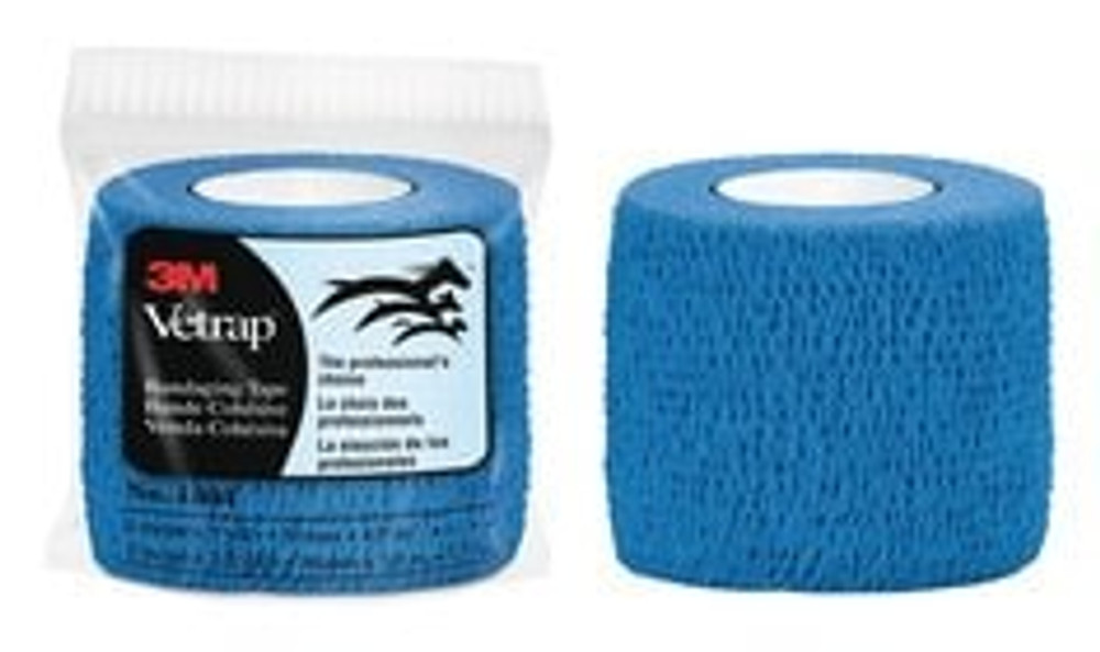 3M Vetrap Bandaging Tape 1404B-36, Blue, 2 in x 5 yd (50 mm x 4,5 m),
36 Rolls/Case