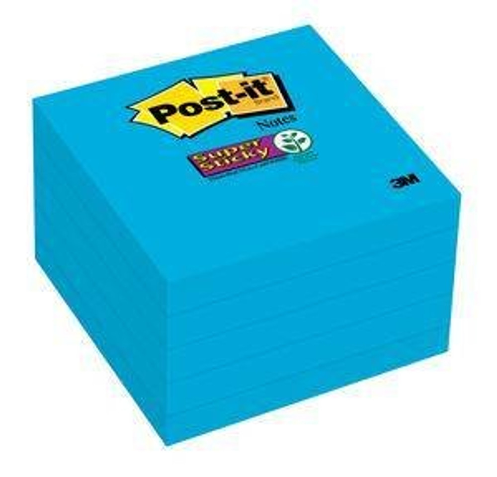 Post-it® Super Sticky Notes 654-5SSBW, 3 in x 3 in (76 mm x 76 mm), Washed Denim