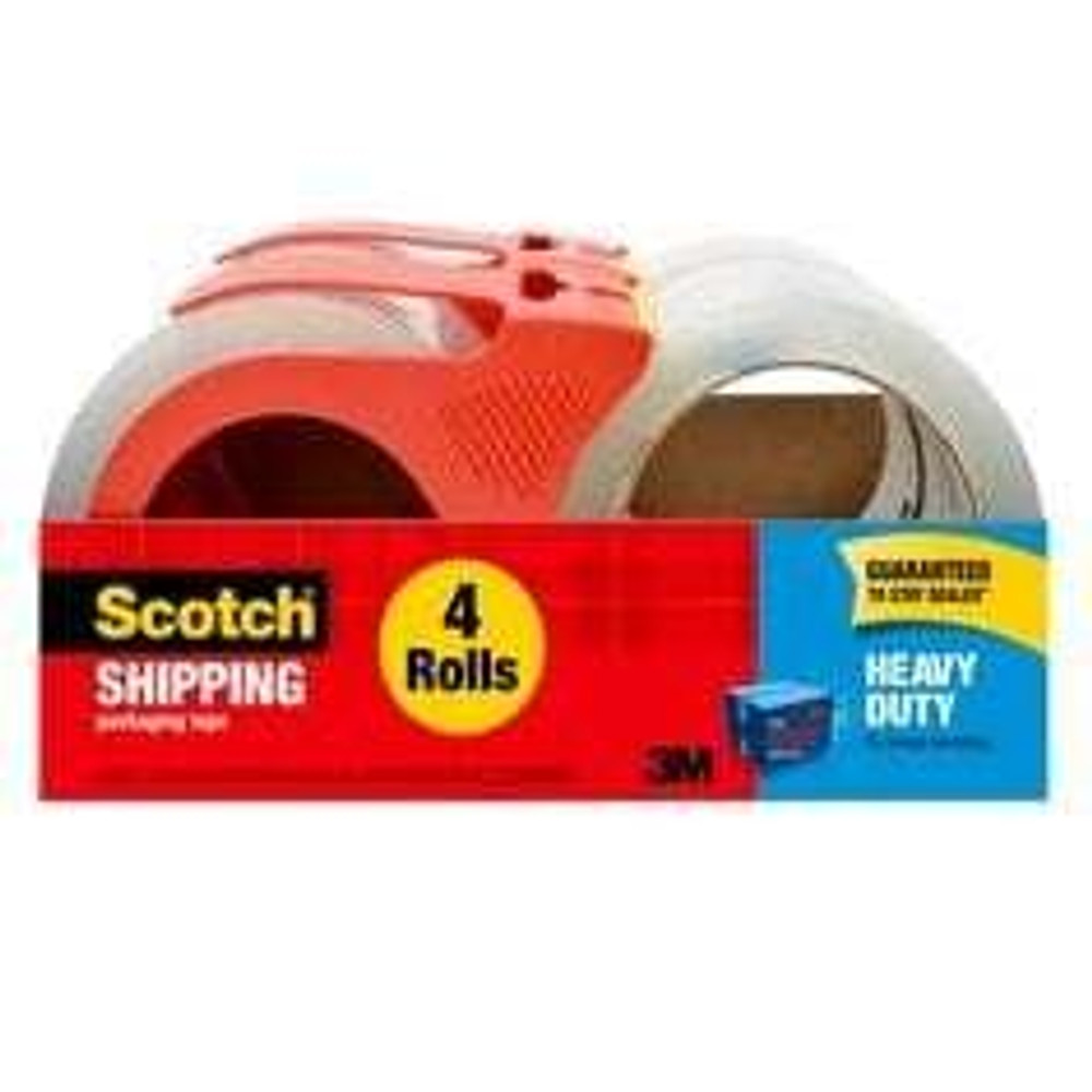 Scotch® Heavy Duty Shipping Packaging Tape 3850-42RD-3WC, 48 mm x 50 m (1.88 in x 54.6 yd) 4 rolls and 2 dispensers per pack