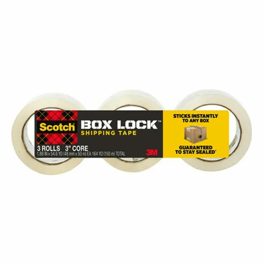 Scotch® Box Lock Shipping Tape 3950-LR3-4CC, 1.88 in x 54.6 yd (48 mm x 50 m)